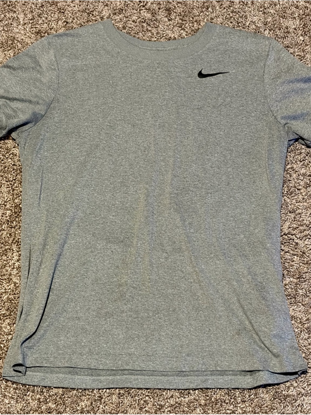 Nike Heather Gray Short-Sleeve Athletic Tee with Black Swoosh